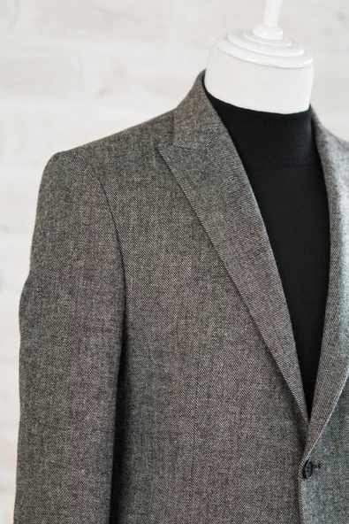 Apartro Sivri Yaka Regular Fit Çift Yırtmaç Astarlı Kışlık Kumaş Erkek Tek Ceket - 9