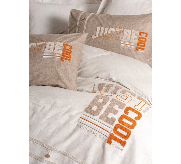 Cotton Box Ranforce Mood Nakışlı çift kiş. nevresim takımı Cool Kahve - 2