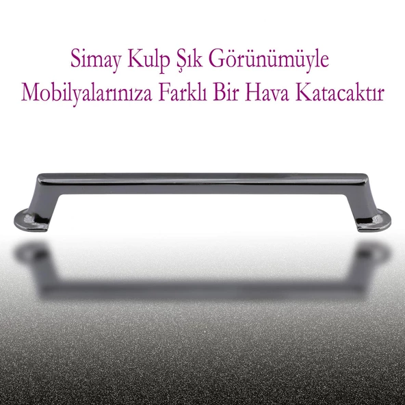 Simay Mobilya Mutfak Dolabı Çekmece Dolap Kapak Kulpu Düz Metal Kulp Kulbu Kulpu 160 mm Füme - Resim 3