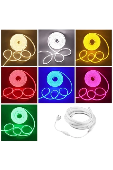 Neon Esnek Şerit Led 5 Metre Gün Işığı + 220 Volt Fiş - 3
