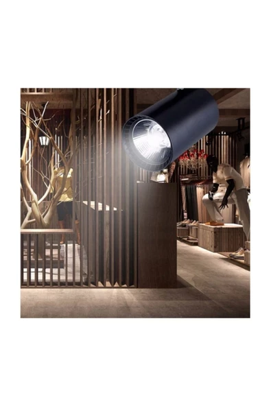 4 Adet 30W Led Ray Spot+1 METRE RAY Vitrin Mağaza Armatürü Siyah Kasa Beyaz Işıklı Led Ray - 2