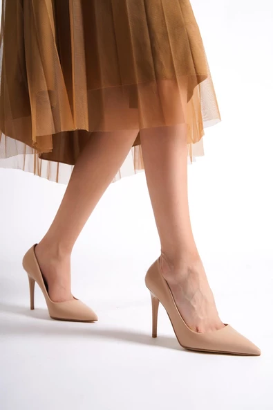 Ten Rengi Yüksek Topuklu Stiletto Ayakkabı - Lapita - 3