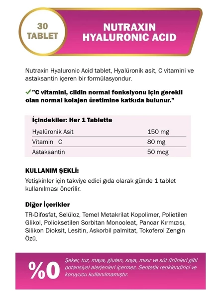 Nutraxin Beauty Hyaluronik Acid 30 Tablet - Resim 2