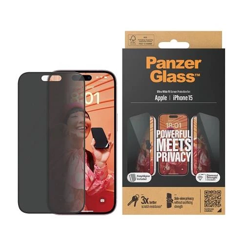 PanzerGlass iPhone 15 UWF Privacy wA, Ekran Koruyucu - 2