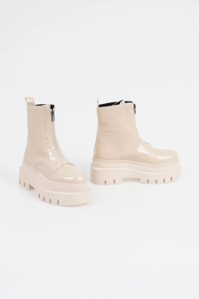 Kadın Önden Fermuarlı Bot Kalın Platform Taban Kışlık Bayan Ayakkabı - 9