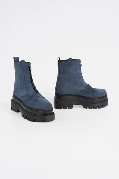 Kadın Önden Fermuarlı Bot Kalın Platform Taban Kışlık Bayan Ayakkabı - 3