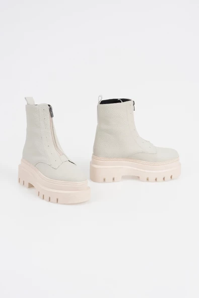 Kadın Önden Fermuarlı Bot Kalın Platform Taban Kışlık Bayan Ayakkabı - 12