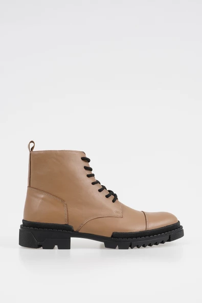 Hakiki Deri Erkek Bağcıklı Bot Fermuarlı Tırtık Taban Dikiş Detaylı Kışlık Bot - Resim 4