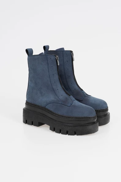 Kadın Önden Fermuarlı Bot Kalın Platform Taban Kışlık Bayan Ayakkabı - 2