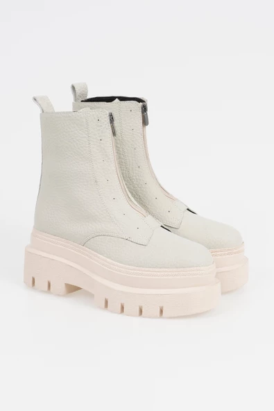 Kadın Önden Fermuarlı Bot Kalın Platform Taban Kışlık Bayan Ayakkabı - 10