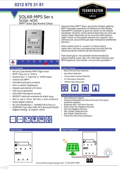 HAVENSİS 40A MPPT SOLAR ŞARJ KONTROL 12-24V - 3