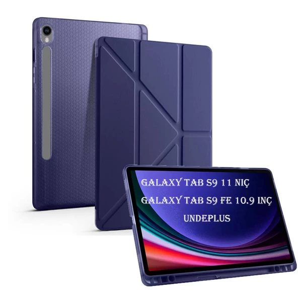 Samsung Galaxy Tab S9 FE X510 X516 Kılıf Kalem Bölmeli Trifolding Case - 8
