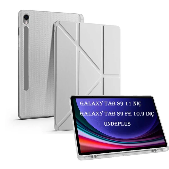 Samsung Galaxy Tab S9 FE X510 X516 Kılıf Kalem Bölmeli Trifolding Case - 5