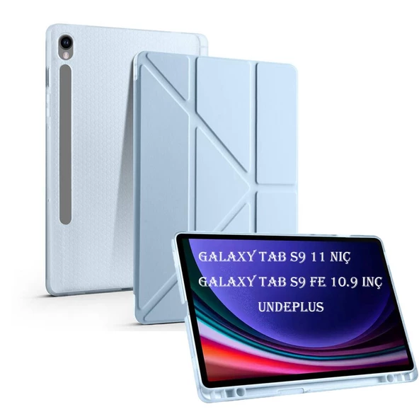 Samsung Galaxy Tab S9 FE X510 X516 Kılıf Kalem Bölmeli Trifolding Case - 10