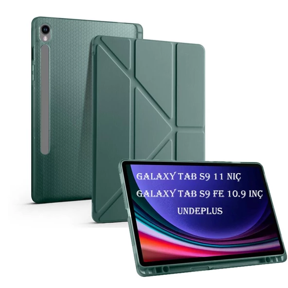 Samsung Galaxy Tab S9 FE X510 X516 Kılıf Kalem Bölmeli Trifolding Case - 7