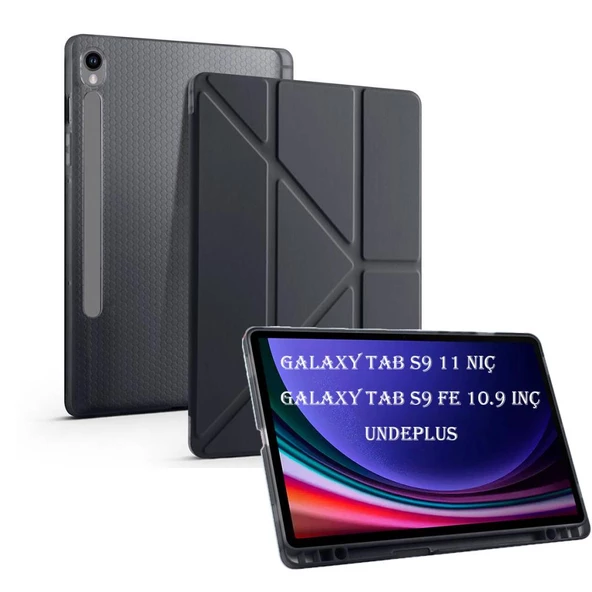 Samsung Galaxy Tab S9 FE X510 X516 Kılıf Kalem Bölmeli Trifolding Case - 3
