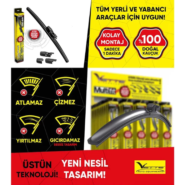 Vette Plus Multifit Araba Araç Otomobil Oto Ön Cam Arka Cam Silecek Muz Sileceği 550 mm 55 cm - 3