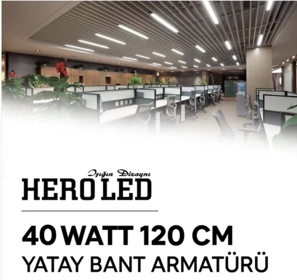 Hero Led 10 Adet 40 Watt 120 cm Yatay Bant ARMATÜRÜ-40W Bant Armatür-Beyaz - 3