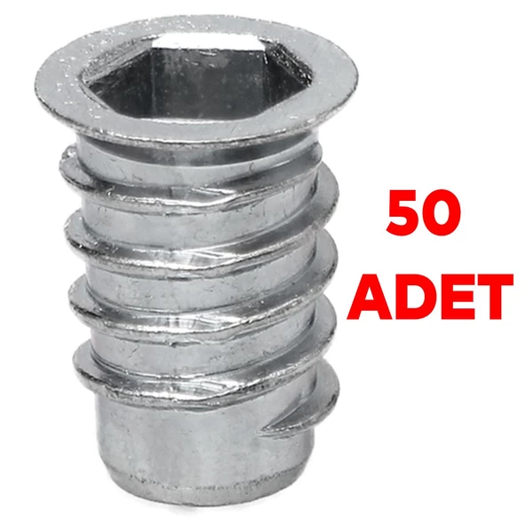 Metal Düz Dişli Dübel Ahşap Dübeli M8 10x18 Diş Çinko Mobilya Bağlantı Ünite Birleştirme (50 ADET) - 6