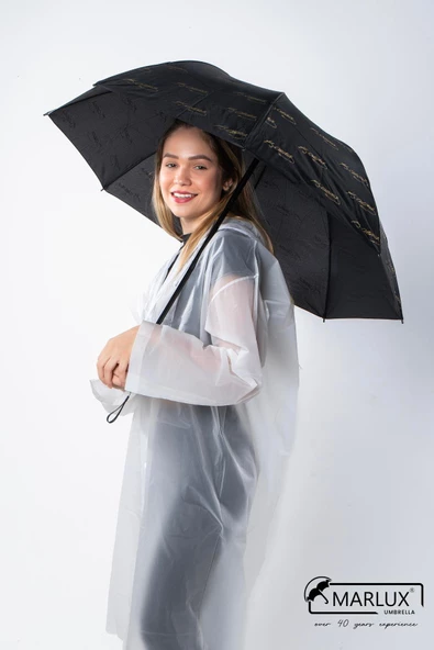 Marlux Siyah Atatürk İmza Desenli Unisex Şemsiye M21MAR106R001 - 2