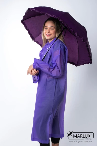 Marlux Mor Tam Bombeli Gizli Çiçek Desenli Kadın Şemsiye M21MAR246R003 - Resim 2