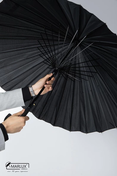 Siyah Protokol Baston 24 Tel Otomatik Erkek Şemsiye M21mar24telr001 M21MAR24TEL - 7