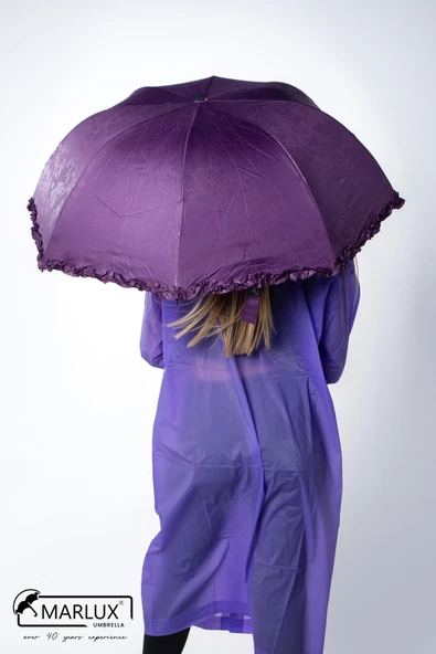 Marlux Mor Tam Bombeli Gizli Çiçek Desenli Kadın Şemsiye M21MAR246R003 - Resim 3