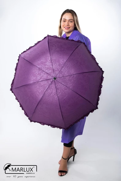 Marlux Mor Tam Bombeli Gizli Çiçek Desenli Kadın Şemsiye M21MAR246R003 - Resim 9