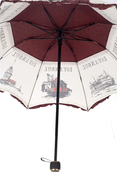Marlux İstanbul Figürlü Bordo Kadın Şemsiyesi M21MAR109R001 - Resim 7