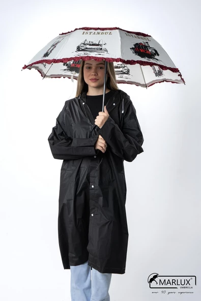 Marlux İstanbul Figürlü Bordo Kadın Şemsiyesi M21MAR109R001 ürün görseli 1