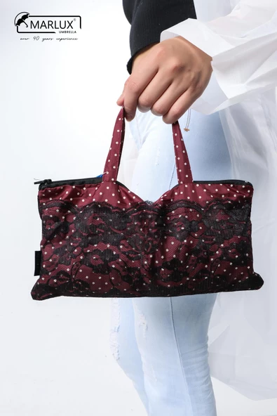 Marlux Bordo Çantalı Ve Dantelli Kadın Şemsiye M21MAR362R001 - Resim 2