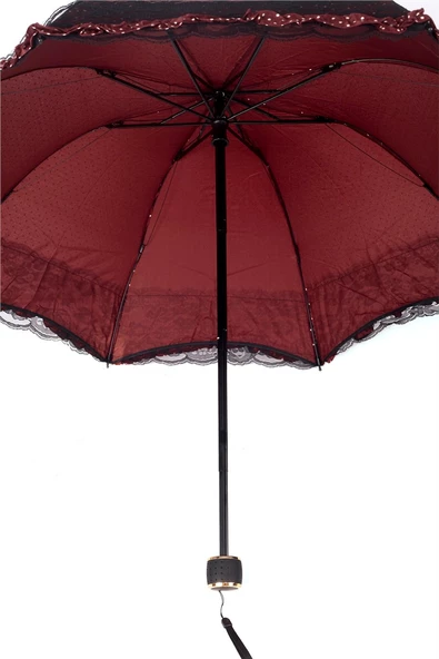 Marlux Bordo Çantalı Ve Dantelli Kadın Şemsiye M21MAR362R001 - Resim 8