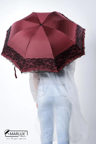 Marlux Bordo Çantalı Ve Dantelli Kadın Şemsiye M21MAR362R001 - Resim 4