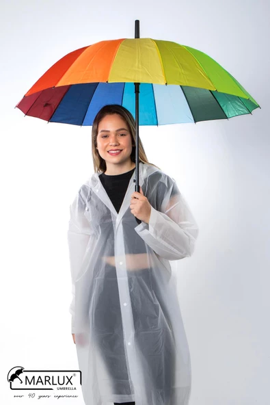 Marlux 16 Telli Kadın Gökkuşağı Baston Şemsiye M21MARC10R001 - Resim 2