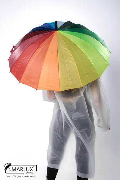 Marlux 16 Telli Kadın Gökkuşağı Baston Şemsiye M21MARC10R001 - Resim 6