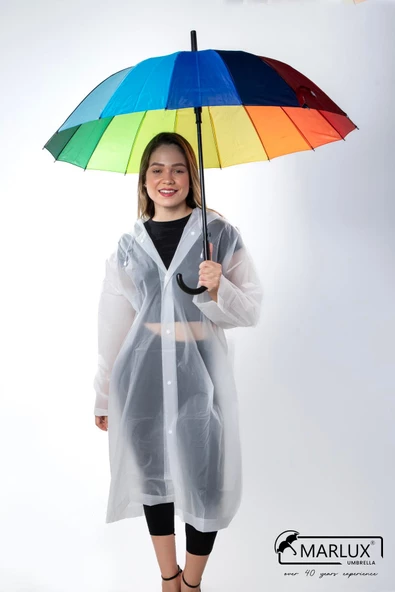 Marlux 16 Telli Kadın Gökkuşağı Baston Şemsiye M21MARC10R001 - Resim 5
