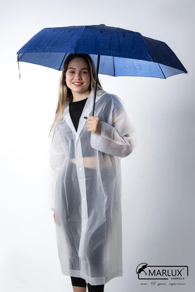 Marlux Koyu Mavi Su Damlası Tam Otomatik Kadın Şemsiye M21MAR709R001 - 2