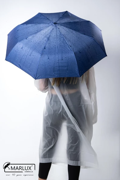 Marlux Koyu Mavi Su Damlası Tam Otomatik Kadın Şemsiye M21MAR709R001 - 4