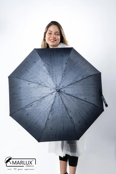 Marlux Gri Su Damlası Tam Otomatik Kadın Şemsiye M21MAR709R004 ürün görseli 1