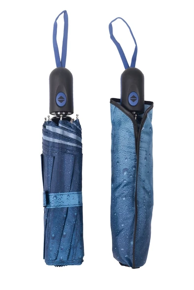 Marlux Koyu Mavi Su Damlası Tam Otomatik Kadın Şemsiye M21MAR709R001 - 7