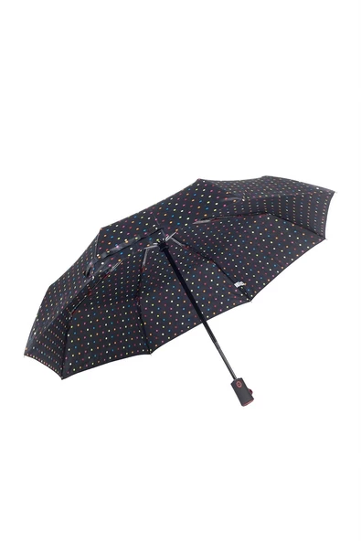 Marlux Siyah Alaca Renkli Puantiyeli Tam Otomatik  Kadın Şemsiye M21MAR710R004 - Resim 8