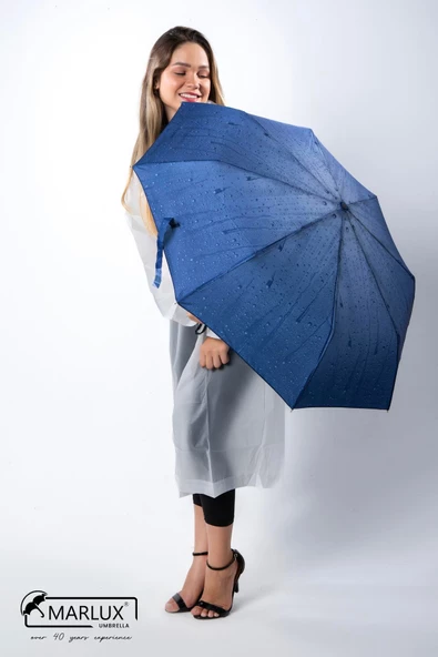 Marlux Koyu Mavi Su Damlası Tam Otomatik Kadın Şemsiye M21MAR709R001 - 5