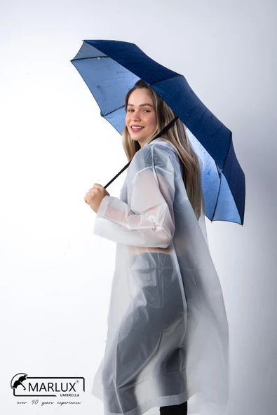 Marlux Koyu Mavi Su Damlası Tam Otomatik Kadın Şemsiye M21MAR709R001 - 3