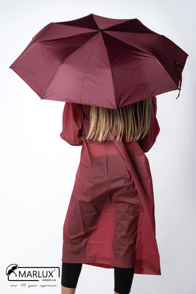 Marlux 8 Telli Otomatik Rüzgara Dayanıklı Kılıflı Şemsiye Bordo MPR2009 - Resim 4