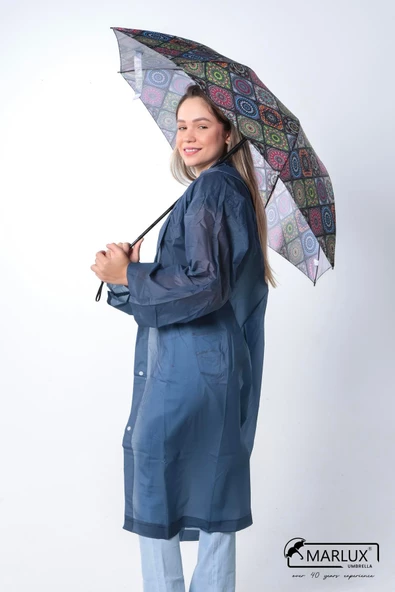 Marlux Etnik Desenli 8 Telli Manuel Rüzgara Dayanıklı Şemsiye M21MAR604R01 - Resim 3