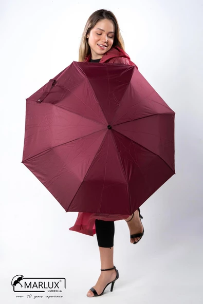 Marlux 8 Telli Manuel Rüzgara Dayanıklı Kılıflı Şemsiye Bordo MPR2003 - Resim 4