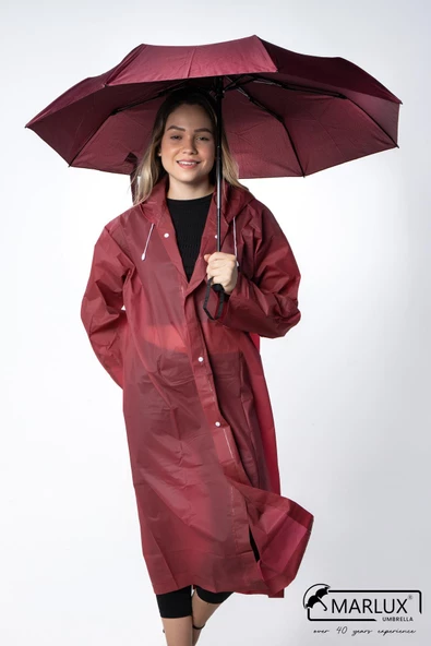 Marlux 8 Telli Otomatik Rüzgara Dayanıklı Kılıflı Şemsiye Bordo MPR2009 - Resim 2