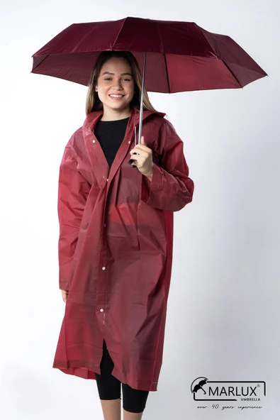 Marlux 8 Telli Manuel Rüzgara Dayanıklı Kılıflı Şemsiye Bordo MPR2003 ürün görseli 1