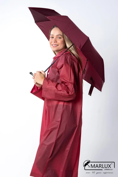 Marlux 8 Telli Manuel Rüzgara Dayanıklı Kılıflı Şemsiye Bordo MPR2003 - Resim 2