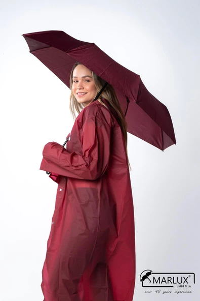Marlux 8 Telli Otomatik Rüzgara Dayanıklı Kılıflı Şemsiye Bordo MPR2009 - Resim 3